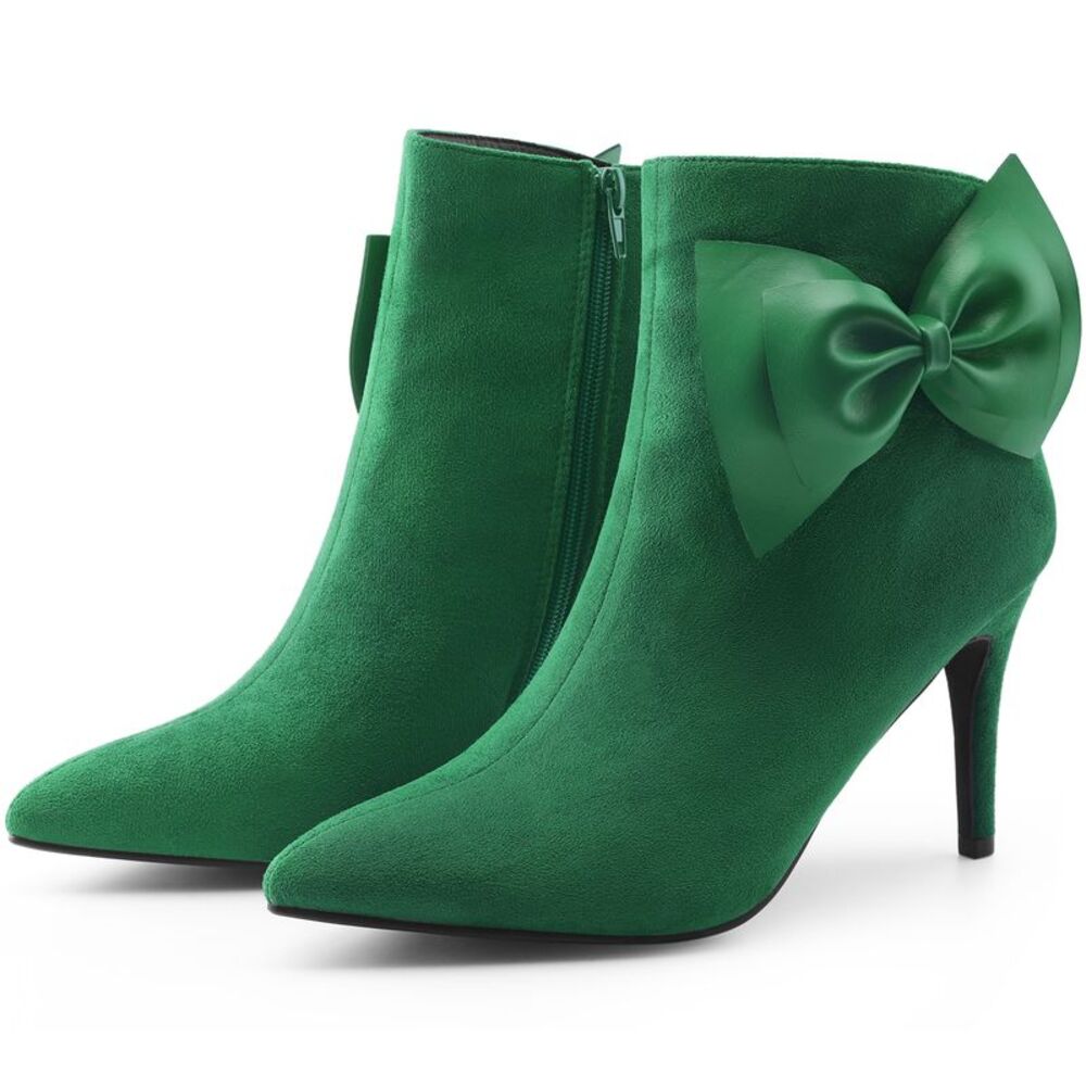 Women's Pointy Toe Stiletto Heels Ankle Boots Wedding Dress Shoes Emerald Green